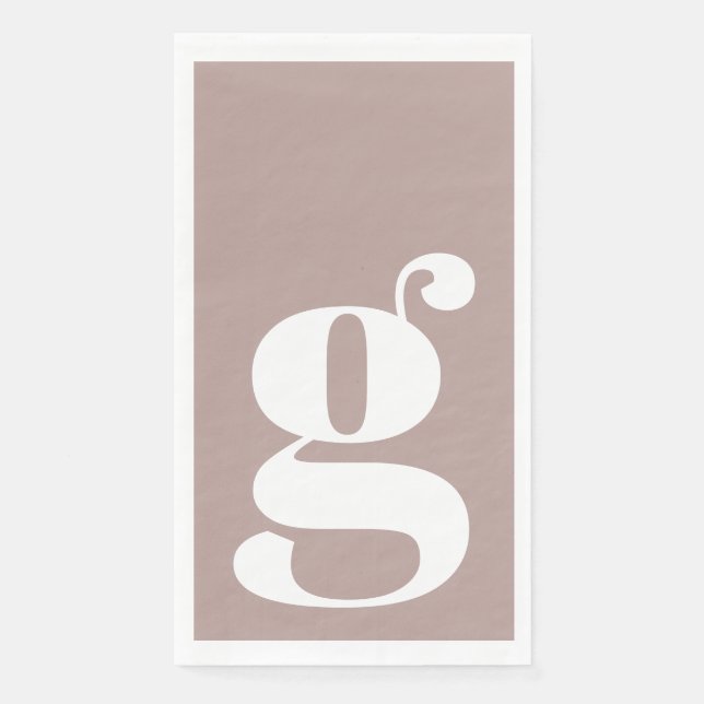 Minimalist Monogrammed Initial Bold Dusty Mauve Napkin (Front)