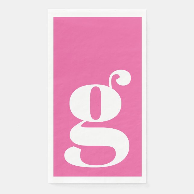 Minimalist Monogrammed Initial Bold Hot Pink Napkin (Front)
