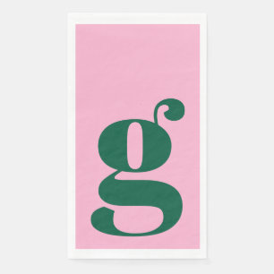 Minimalist Monogrammed Initial Bold Pink Green Napkin