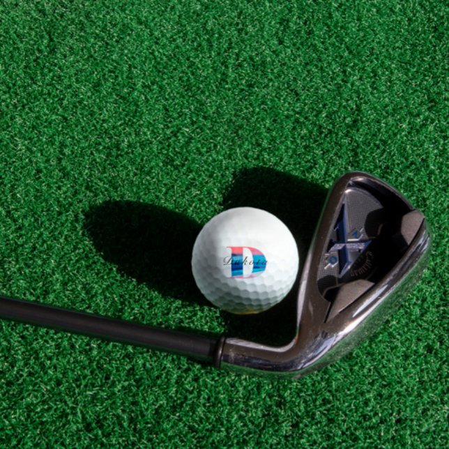 Minimalist monogrammed initial D coral blue Golf Balls (Creator Uploaded)