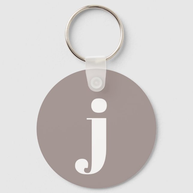 Minimalist Monogrammed Initial in Taupe Brown  Key Ring (Front)