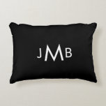 Minimalist Monogrammed Initials white on black Decorative Cushion<br><div class="desc">Modern Minimalist,  Monogrammed Initials white letters on black background.</div>