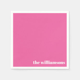 Minimalist Monogrammed Name Retro Hot Pink Napkin