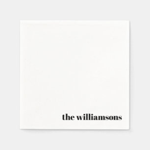 Minimalist Monogrammed Name Retro Simple White Napkin