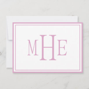 Minimalist Monogrammed Pink Card