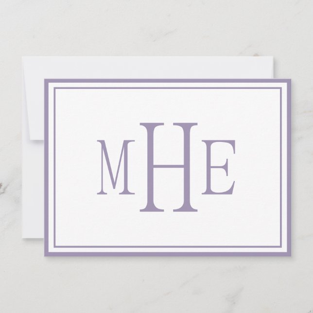 Minimalist Monogrammed Purple Card (Front)