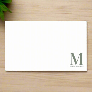 Minimalist Monogrammed Sage Green Initial Name  Post-it Notes