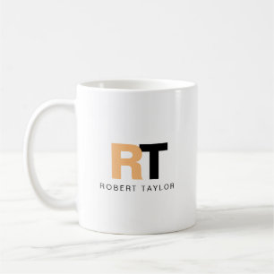 Minimalist Monogrammed Two-Tone Personalised Coffee Mug