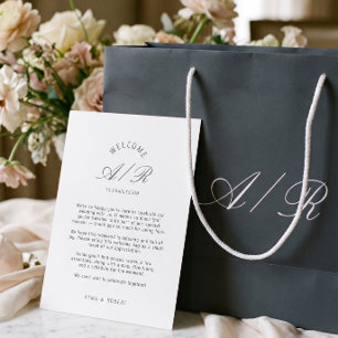 Minimalist Monogrammed Wedding Itinerary Card