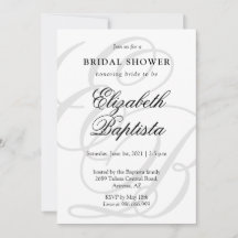 Minimalist Monogrammed with QR code Bridal Shower