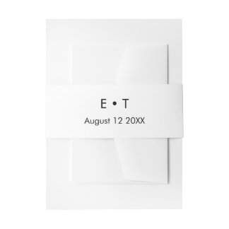 Minimalist monograms invitation belly band
