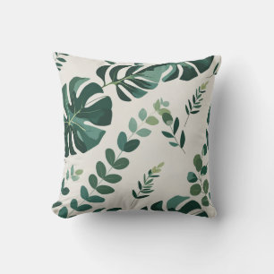 Minimalist Monstera and Greenery Pattern - Modern  Cushion