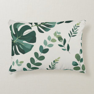Minimalist Monstera and Greenery Pattern - Modern Decorative Cushion
