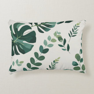 Minimalist Monstera and Greenery Pattern - Modern  Decorative Cushion