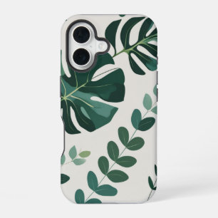 Minimalist Monstera and Greenery Pattern - Modern iPhone 16 Case