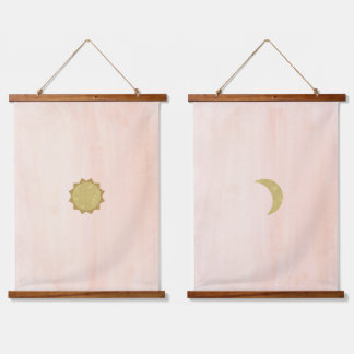 Minimalist moon and sun hanging tapestry