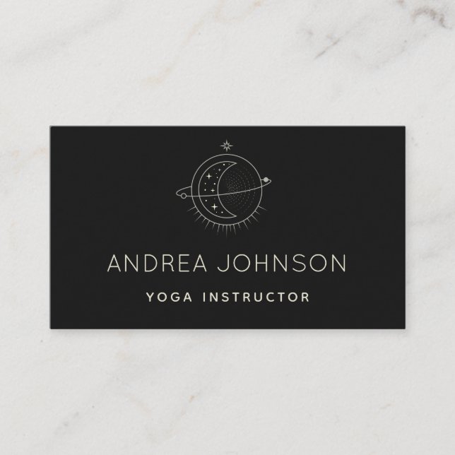 Minimalist Moon & Stars Astrologist Energy Healer  Business Card (Front)