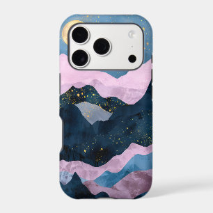 Minimalist Moon Stars Celestial Mountain Valley