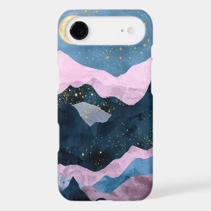 Minimalist Moon Stars Celestial Mountain Valley