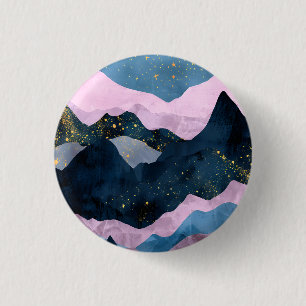 Minimalist Moon Stars Celestial Mountain Valley 3 Cm Round Badge