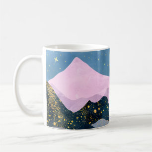 Minimalist Moon Stars Celestial Mountain Valley Coffee Mug