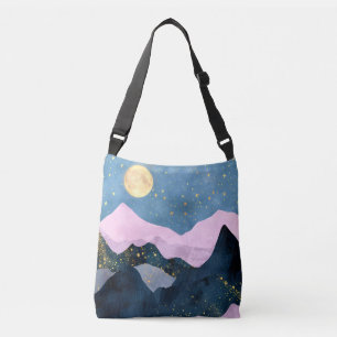 Minimalist Moon Stars Celestial Mountain Valley Crossbody Bag