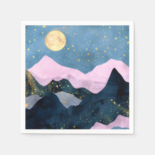 Minimalist Moon Stars Celestial Mountain Valley Napkin