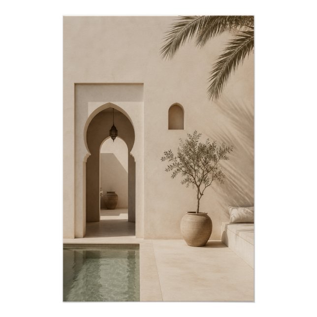 Minimalist Moroccan Riad Poster (Front)