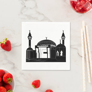 Minimalist Mosque Architecture Line Art Napkin