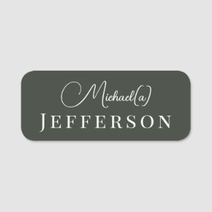 Minimalist Moss Green Modern Business Name Tag