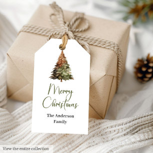 Minimalist Moss Green Neutral Rustic Christmas Gift Tags