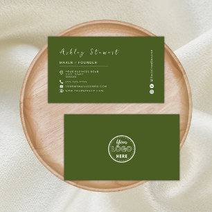 Minimalist Moss Green Professional Branding Logo Business Card