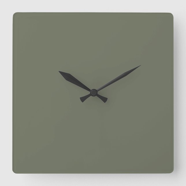 Minimalist Moss Green Wall Clock (Front)