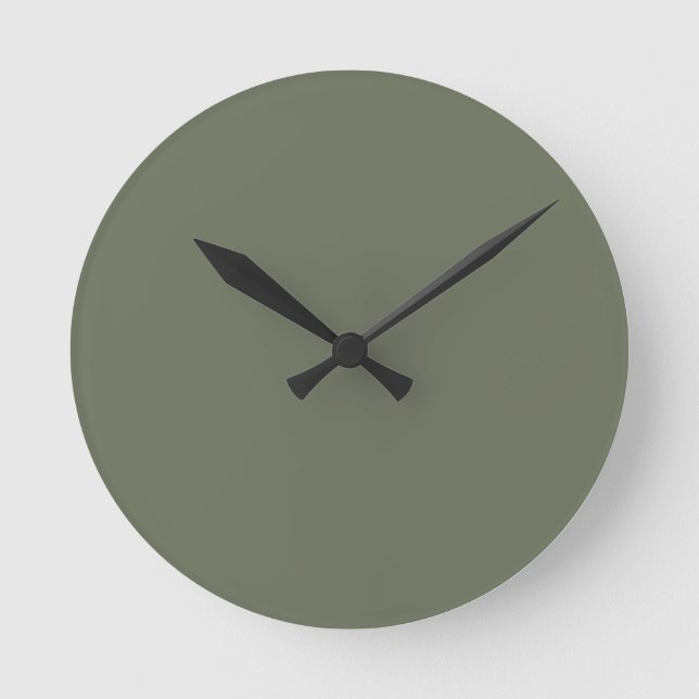 Minimalist Moss Green Wall Clock – Customisable (Front)