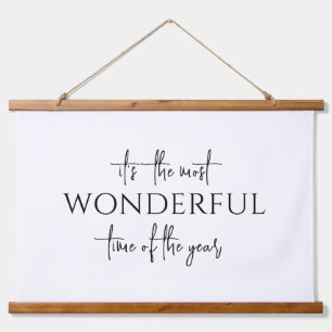 Minimalist Most Wonderful Time of the Year Holiday Hanging Tapestry