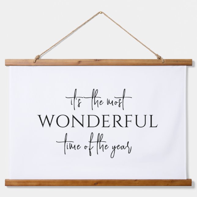 Minimalist Most Wonderful Time of the Year Holiday Hanging Tapestry (Front)