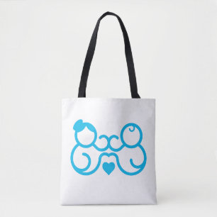 Minimalist Mother and Baby Heart Line Art Gift Tote Bag