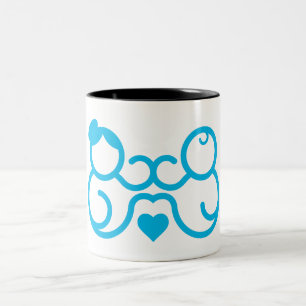 Minimalist Mother and Baby Heart Line Art Gift Two-Tone Coffee Mug