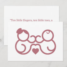 Minimalist Mother and Baby Heart Line Baby Shower