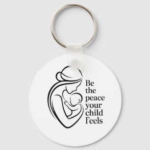 Minimalist Mother Baby Line Art Quote Key Ring