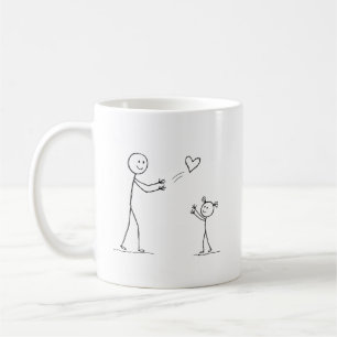 Minimalist Mother & Daughter Stick Figure Art Coffee Mug