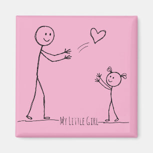 Minimalist Mother & Daughter Stick Figure Art Magnet