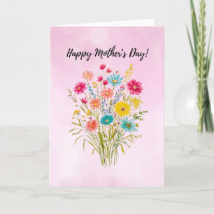 Minimalist mother's day card Floral birthday 