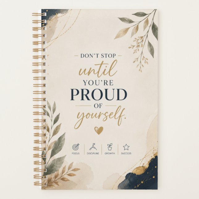 Minimalist Motivational Spiral Notebook Planner (Front)