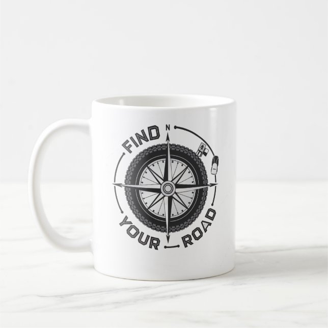 Minimalist Motorcycle Compass Mug (Left)