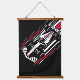 Minimalist Motorsport Formula Race Car Speed Lines Hanging Tapestry