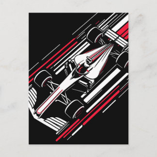 Minimalist Motorsport Formula Race Car Speed Lines Holiday Postcard