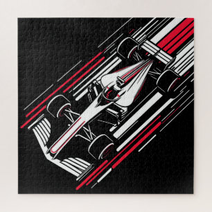 Minimalist Motorsport Formula Race Car Speed Lines Jigsaw Puzzle