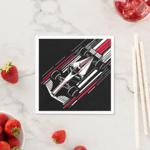 Minimalist Motorsport Formula Race Car Speed Lines Napkin