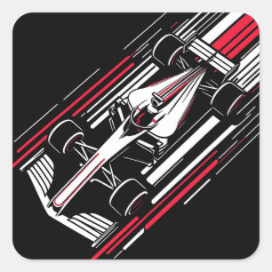 Minimalist Motorsport Formula Race Car Speed Lines Square Sticker